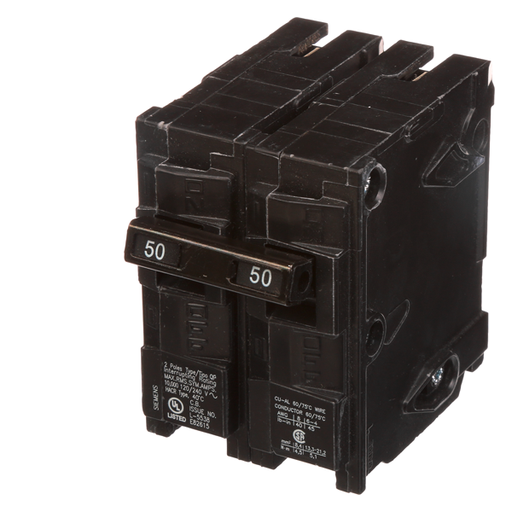 Product image for Siemens Q250 2-Pole 50 Amp 120/240 VAC 10 kA Plug-In Circuit Breaker