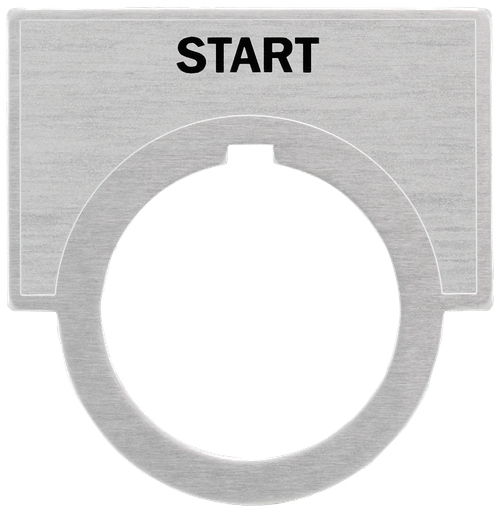 Siemens 52NL03 2 x 1-7/16 Inch Start Brushed Aluminum Large Push Button Legend Plate Product image for Siemens 52NL03 2 x 1-7/16 Inch Start Brushed Aluminum Large Push Button Legend Plate