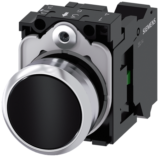Product image for Siemens 3SU11500AB103BA0 Black Momentary Flush Push Button