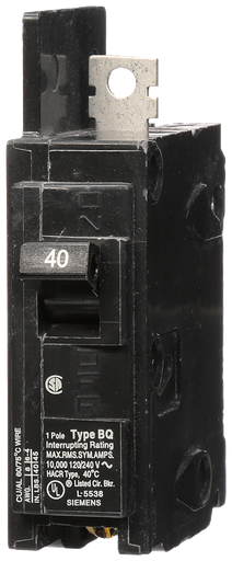 Product image for Siemens BQ1B040 120 Volt 40 Amp 10 Kaic 1-Pole Type BQ Molded Case Circuit Breaker