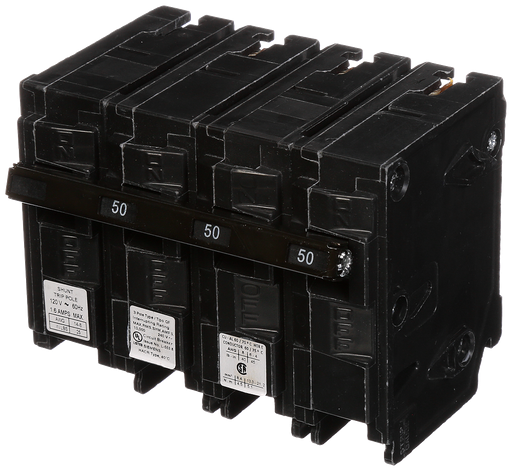 Product image for Siemens Q35000S01 3-Pole 50 Amp 240 VAC 10 kA 120 Volt Shunt Trip Molded Case Circuit Breaker