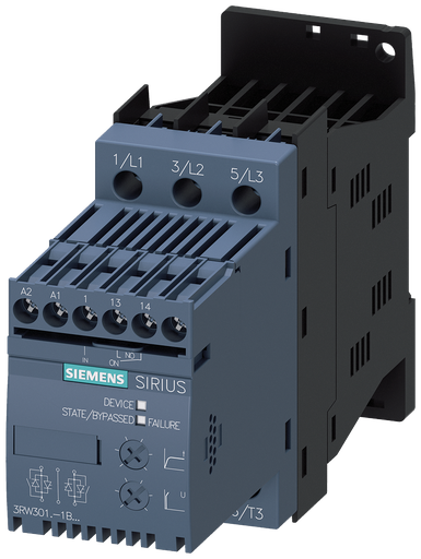 Product image for Siemens 3RW30181BB04 SOFTSTART, 17A,3/3