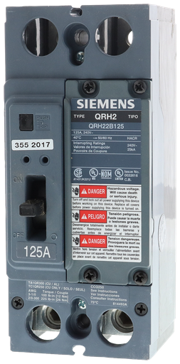 Product image for Siemens QRH22B125 QR MCCB,25kA@2