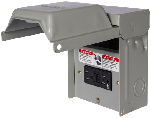 Product image for Siemens WNAS2060GFCI 240V 60A 10hp Steel Non-Automatic Switch AC Disconnect w/ 15A GFCI Receptacle, 1-Phase, NEMA-3R