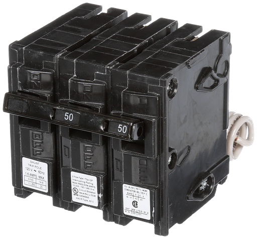 Product image for Siemens Q25000S01 2-Pole 50 Amp 120/240 VAC 10 kA 120 Volt Shunt Trip Molded Case Circuit Breaker