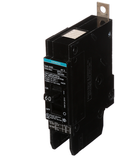 Product image for Siemens BQD160 1-Pole 60 Amp 277 VAC 14 kA Molded Case Circuit Breaker