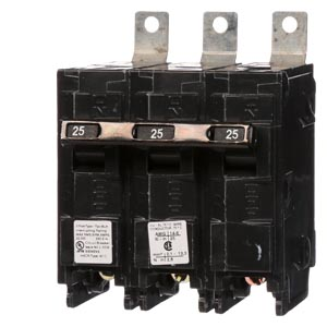 Product image for Siemens B325H 3-Pole 25 Amp 240 VAC 22 kA Bolt-On Molded Case Circuit Breaker
