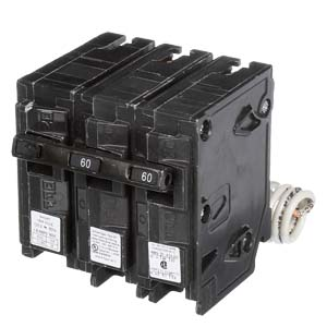 Product image for Siemens Q26000S01 2-Pole 60 Amp 120/240 VAC 10 kA 120 Volt Shunt Trip Molded Case Circuit Breaker