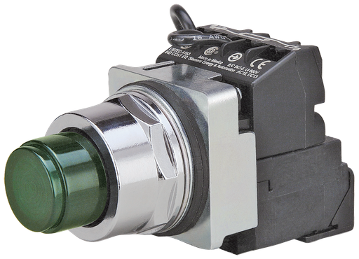 Product image for Siemens 52PT6L3A 30 mm 24 VAC/VDC 1NO 1NC Momentary Green Metal Bezel Illuminated Push Button