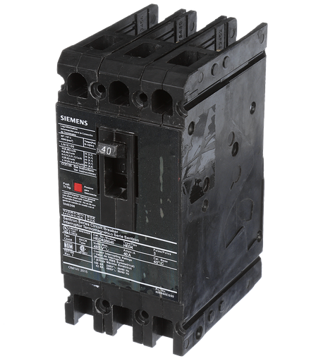 Product image for Siemens HED43B040 3-Pole 480 VAC 40 Amp 42 kA Plug-In Thermal Magnetic Molded Case Circuit Breaker