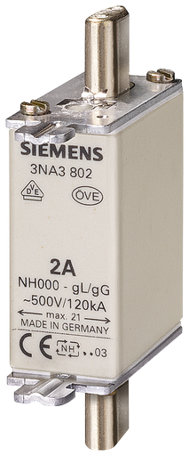 Product image for Siemens 3NA3822 500 VAC/250 VDC 63 Amp 120 kA IP20 Vertical Mount Low Voltage HRC Fuse Link