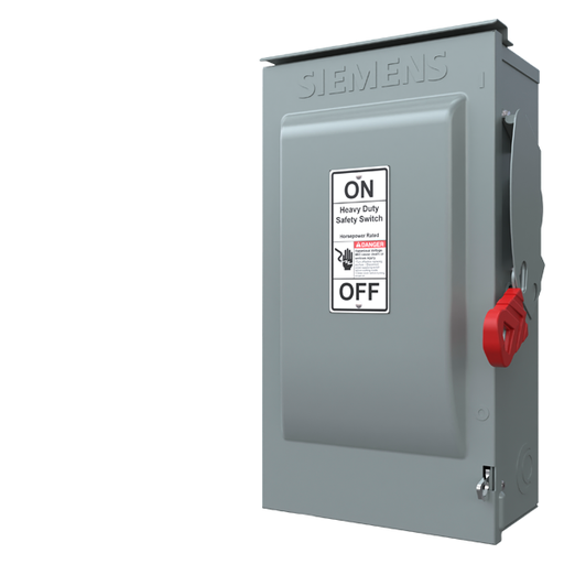 Product image for Siemens HF362NR 480/600 VAC/250/600 VDC 60 Amp 3-Pole 4-Wire NEMA 3R Heavy Duty Fusible Safety Switch