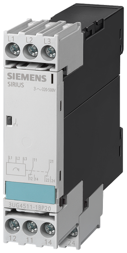 Product image for Siemens 3UG4511-1AP20 320 to 500 VAC 450 ms 1CO 3-Pole Voltage Monitoring Relay