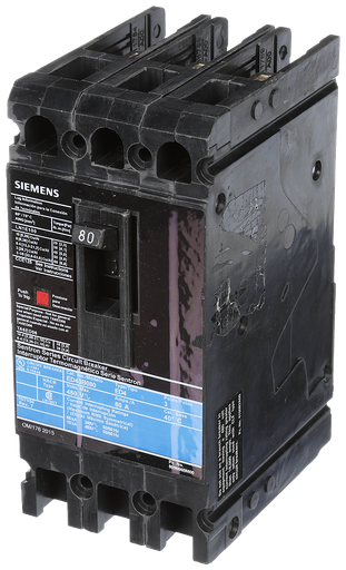 Product image for Siemens ED43B080L 3-Pole 80 Amp 480 VAC 18 kA Circuit Breaker Lugs