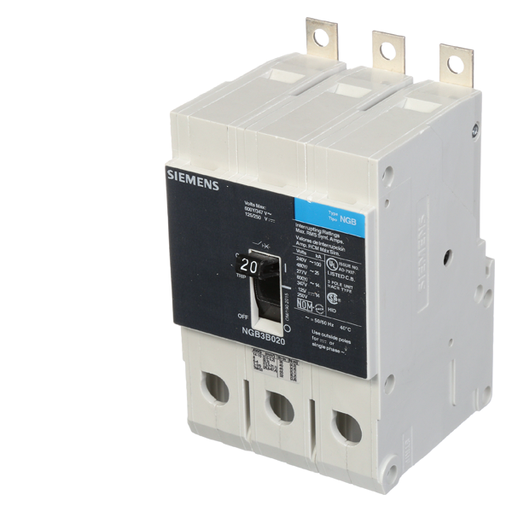 Product image for Siemens NGB3B020B 3-Pole 20 Amp 600 Volt 14 kA Molded Case Circuit Breaker