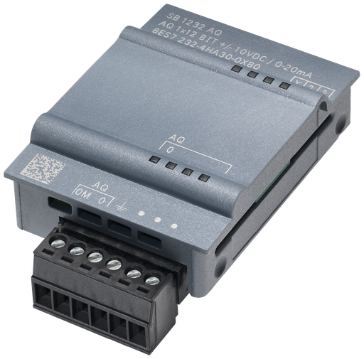 Product image for Siemens 6ES72324HA300XB0 5 VDC 25 mA 12-Bit Resolution 1-Output Analog Output Module