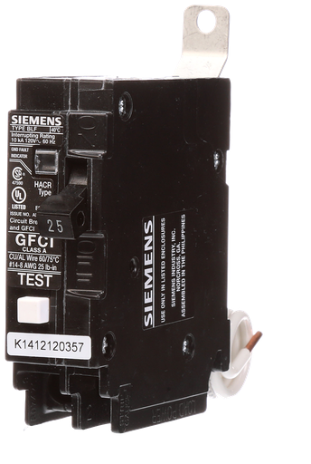 Product image for Siemens BF125A BRKR BLF2 GFCI 5mA 1P 12