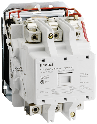 Product image for Siemens CLM0E04120 110/120 VAC 100 Amp 4-Pole 4NO Open Mechanically Held Lighting Contactor