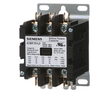 Product image for Siemens 42BF35AG 3-Pole 600 VAC 208 to 240 VAC Coil 10 Hp Open Type Definite Purpose Contactor