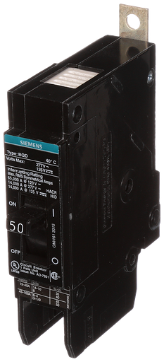 Product image for Siemens BQD150 1-Pole 50 Amp 277 VAC 14 kA Circuit Breaker