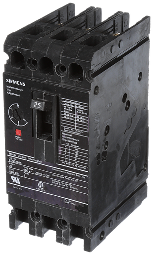 Product image for Siemens ED63A025 600 Volt 25 Amp 3-Pole Circuit Breaker with ETI Lugs