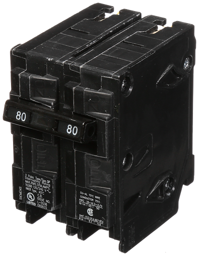Product image for Siemens Q280 2-Pole 120/240 VAC 80 Amp 10 kA Plug-In Common Trip Circuit Breaker