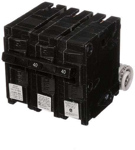 Product image for Siemens Q24000S01 2-Pole 40 Amp 120/240 VAC 10 kA 120 Volt Shunt Trip Molded Case Circuit Breaker