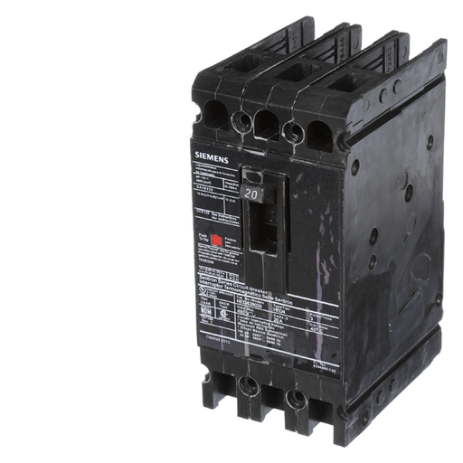 Product image for Siemens HED43B020 3-Pole 480 VAC 20 Amp 42 kA Plug-In Thermal Magnetic Molded Case Circuit Breaker