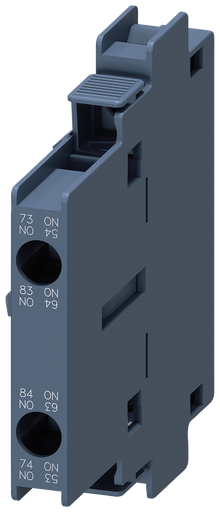 Product image for Siemens 3RH1921-1EA20 230 Volt 6 Amp 2-Pole 2NO Screw Terminal Contactor Auxiliary Switch Block