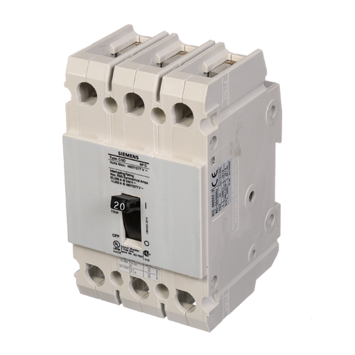 Product image for Siemens CQD320 3-Pole 20 Amp 480 Star/277 VAC 14 kA Molded Case Circuit Breaker