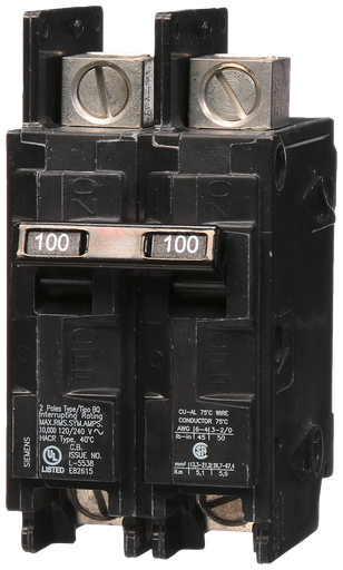 Product image for Siemens BQ2B100L 2-Pole 100 Amp 120/240 VAC 10 kA Circuit Breaker