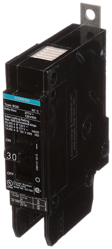 Product image for Siemens BQD130 1-Pole 30 Amp 277 VAC 14 kA Circuit Breaker