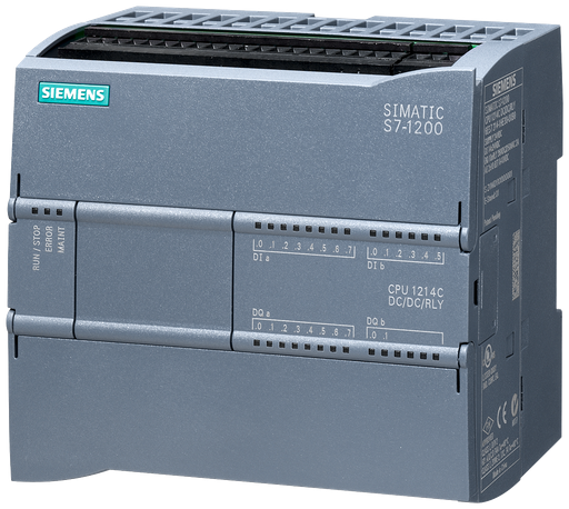 Product image for Siemens 6ES7214-1HG40-0XB0 24 VDC 500 mA 2-Analog Input 14-Digital Input/10-Digital Output Automation CPU
