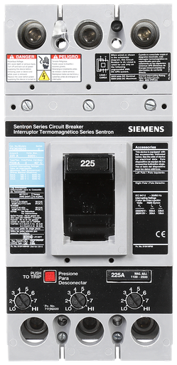 Product image for Siemens FXD63B225L 3-Pole 225 Amp 600 VAC 22 kA ETI Circuit Breaker