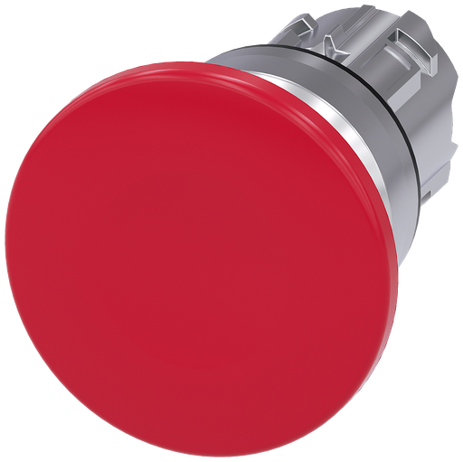 Product image for Siemens 3SU10501BD200AA0 22 mm Red Metal Momentary Mushroom Push Button
