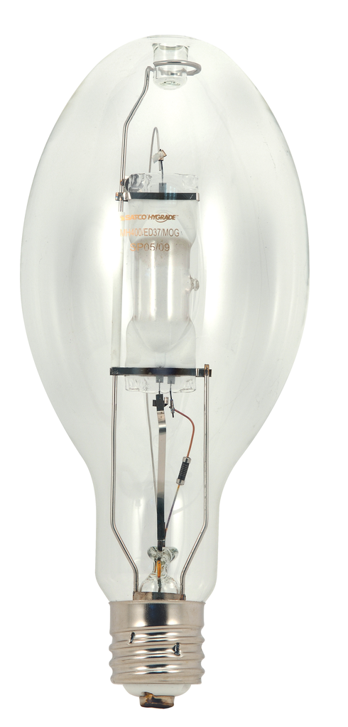Product image for Satco S5825 350 Watt; Metal Halide HID; Mogul base; ED28; Clear; 65 CRI; 4200K