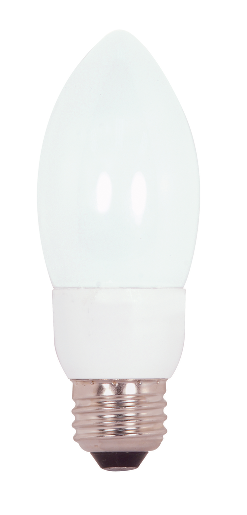 Product image for Satco S7323 7 Watt; B11 Compact Fluorescent; 5000K; 82 CRI; Medium base; 120 Volt