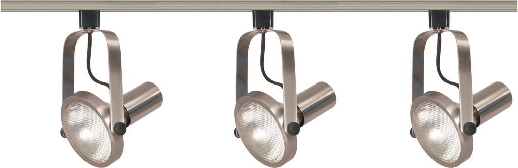 Product image for Nuvo TK343 3 Light - PAR30 - Gimbal Ring Track Kit - 4 foot Track - Brushed Nickel