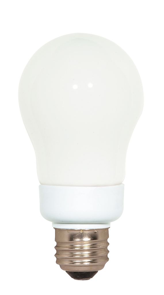 Product image for Satco S7281 7 Watt; A19 Compact Fluorescent; 2700K; 82 CRI; Medium base; 120 Volt