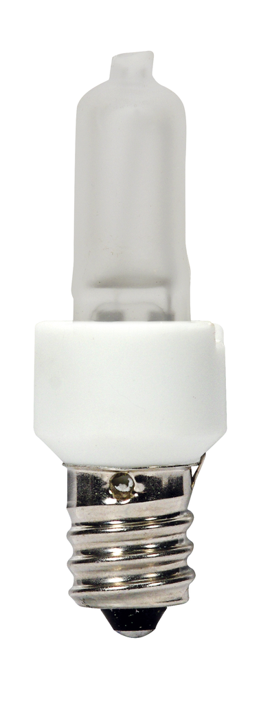 Product image for Satco S4483 20 Watt; Halogen / Excel; T3; Frosted; 3000 Average rated hours; 200 Lumens; Candelabra base; 120 Volt