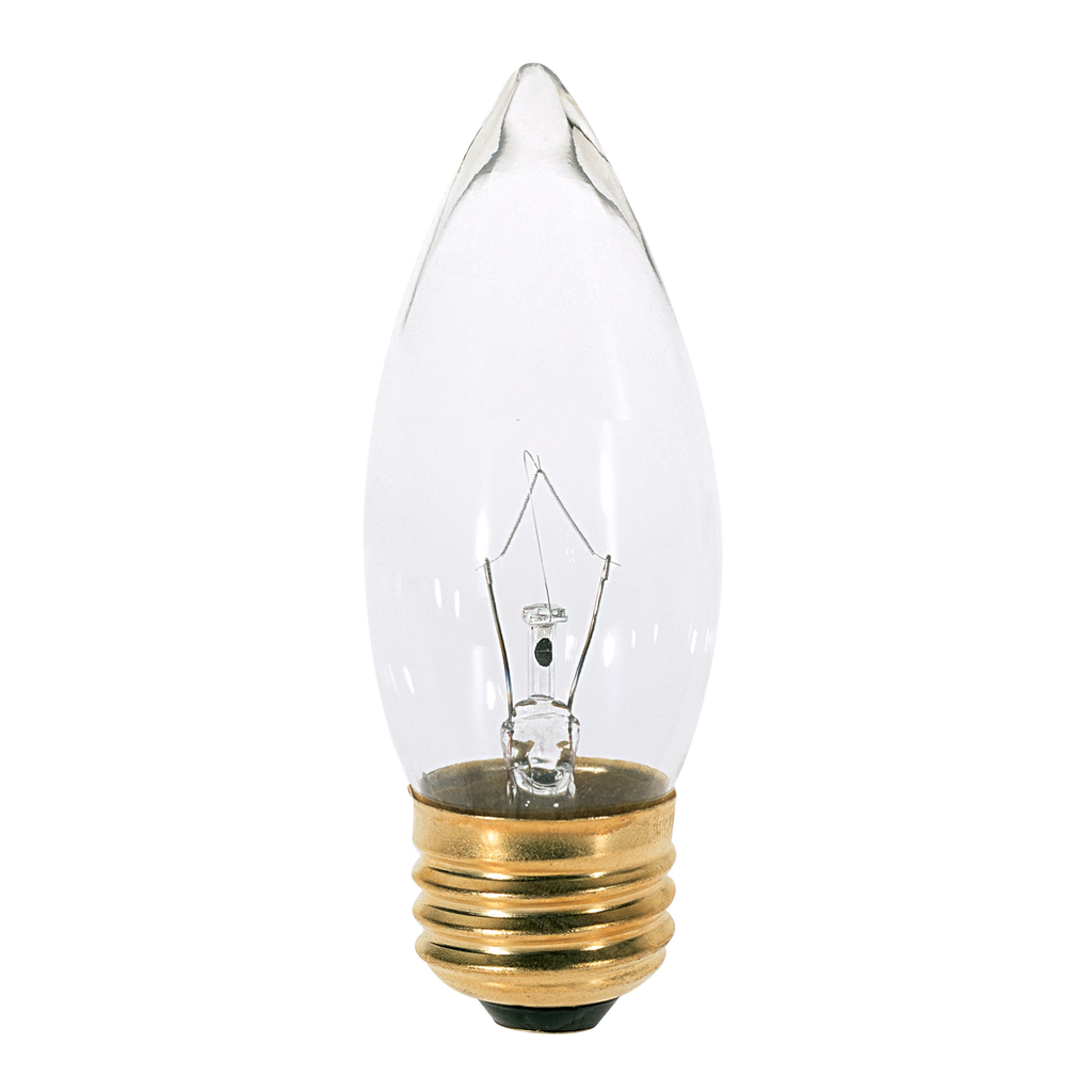 Product image for Satco S3232 40 Watt B11 Incandescent; Clear; 1500 Average rated hours; 370 Lumens; Medium base; 120 Volt