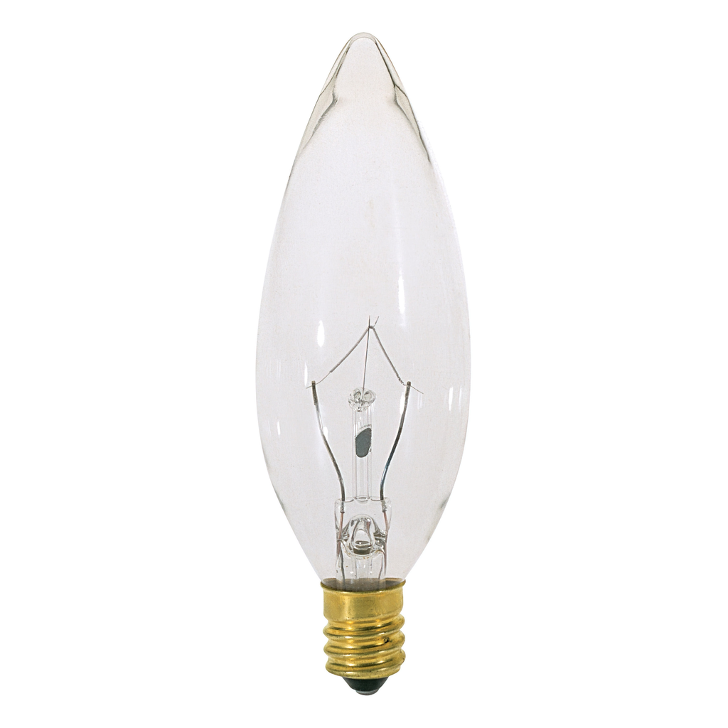 Product image for Satco S4712 40 Watt BA9 1/2 Incandescent; Clear; 1500 Average rated hours; 370 Lumens; European base; 120 Volt; 2-Card
