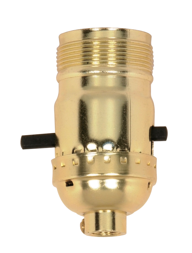 Product image for Satco 90/1408 On-Off Push Thru Socket; 1/8 IPS; Aluminum; Brite Gilt Finish; 660W; 250V; Uno Thread