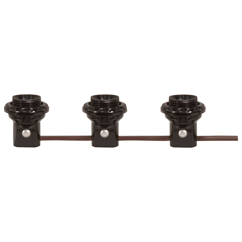 Product image for Satco 80/1474 3-Light Phenolic Threaded Candelabra Harness Set; 1-1/4" With Shoulder and Phenolic Ring; 6" Centers 18" Tail; 75W; 125V