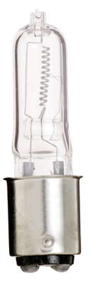 Product image for Satco S3159 75 Watt; Halogen; T4; Clear; 2000 Average rated hours; 1250 Lumens; DC Bay base; 120 Volt