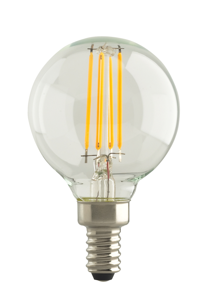Product image for Satco S29988 5.5 Watt G16.5 LED; Clear; Candelabra base; 2700K; 500 Lumens; 120 Volt