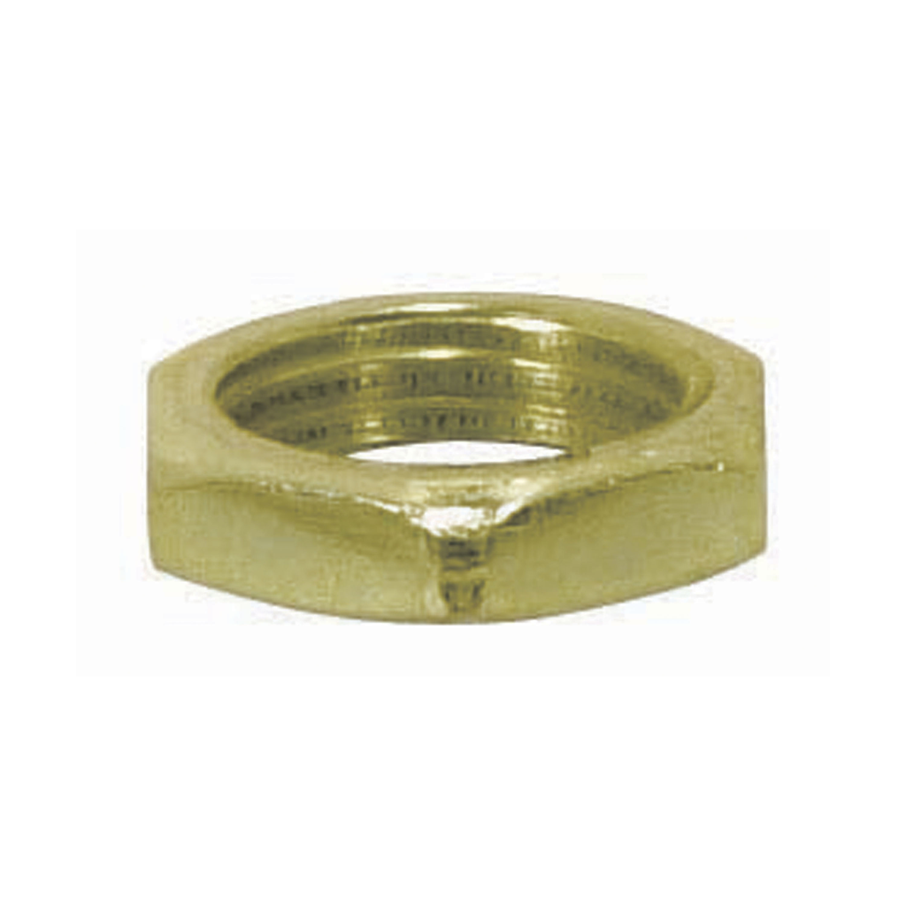 Product image for Satco 90/1066 Steel Locknut; 1/8 IP; 1/2" Hexagon; 1/8" Thick; Brass Plated Finish