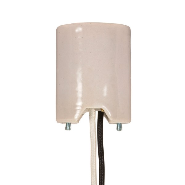 Product image for Satco 80/1376 Keyless Porcelain Mogul Socket, Mounting Screws Held Captive, 2 Wireways, 1/2" Strip Leads