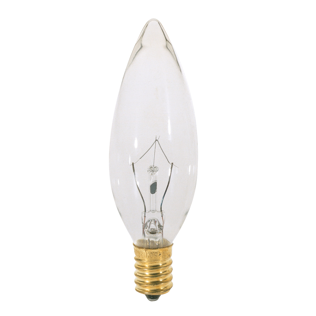 Product image for Satco S4994 7.5 Watt BA9 1/2 Incandescent; Clear; 3000 Average rated hours; 37 Lumens; Candelabra base; 120 Volt