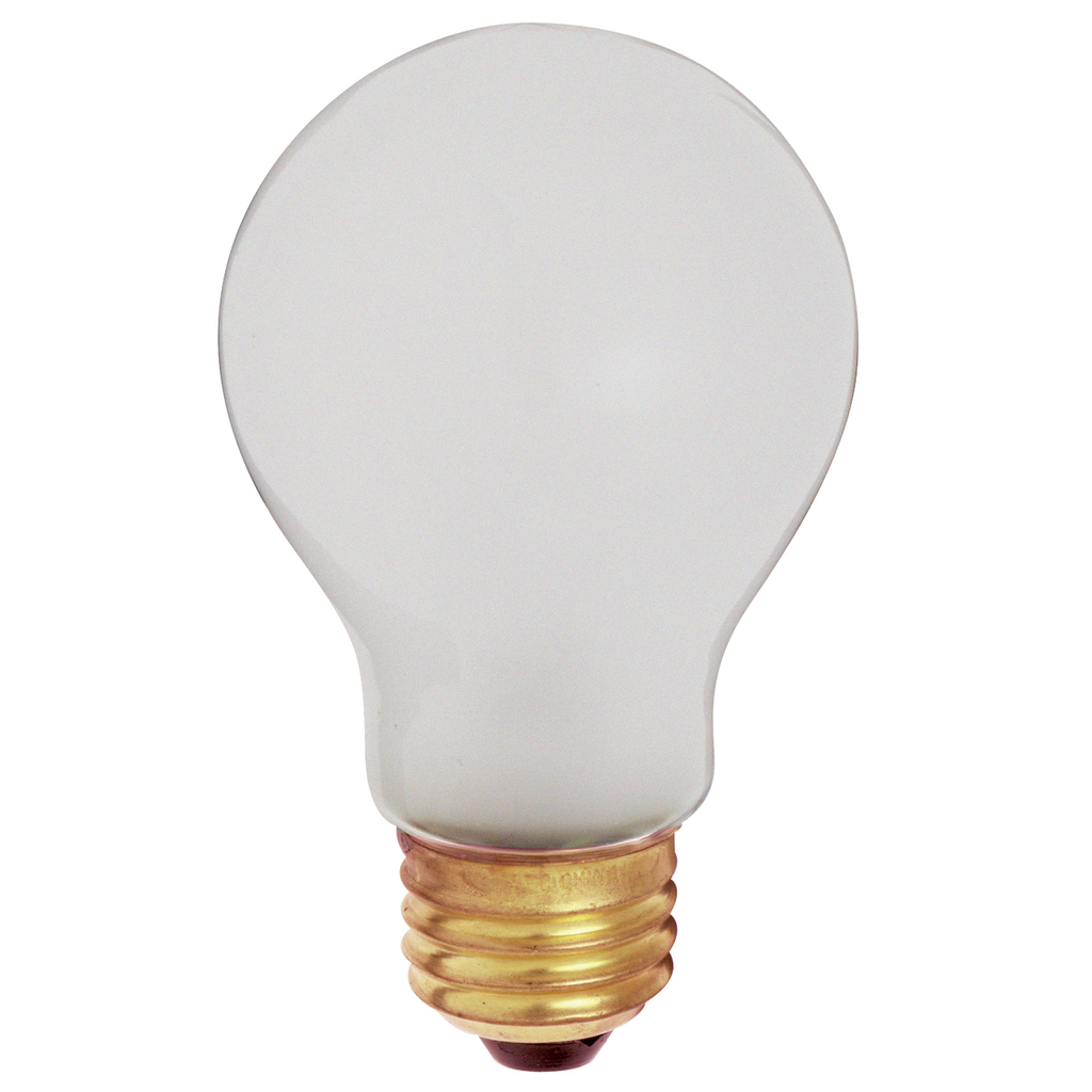 Product image for Satco S3931 75 Watt A19 Incandescent; Frost; 5000 Average rated hours; 680 Lumens; Medium base; 130 Volt; Shatter Proof